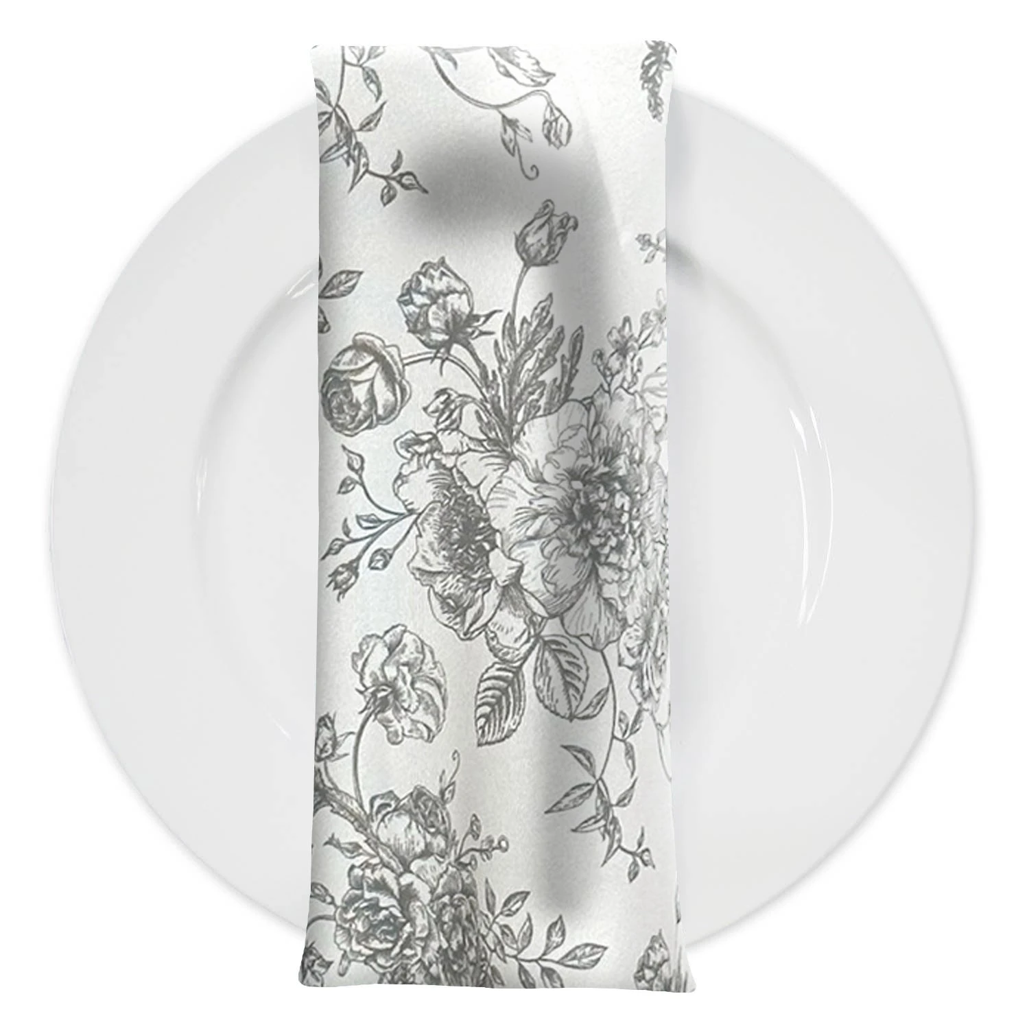French Toile (Poly Print) Table Napkin In Grey 1 French Toile (Poly Print) Table Napkin In Grey