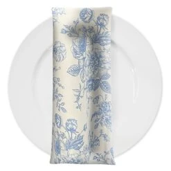French Toile (Poly Print) Table Napkin In Lt Blue