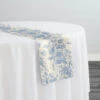 French Toile (Poly Print) Table Runner In Lt Blue