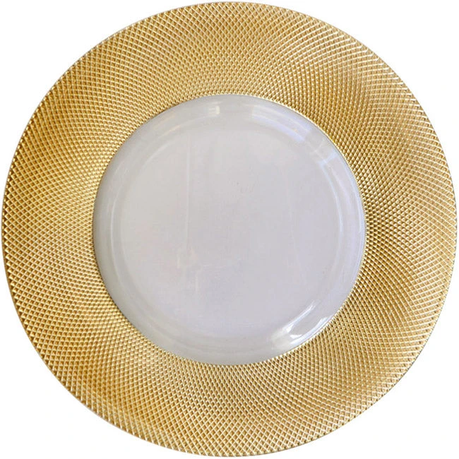 Dotted - Glass Charger Plate In Gold (Item # 0027) 4 Dotted - Glass Charger Plate In Gold (Item # 0027) - Image 4