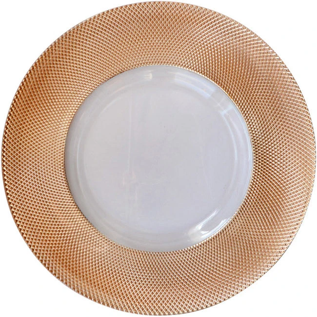 Dotted - Glass Charger Plate In Rose Gold (Item # 0027) 5 Dotted - Glass Charger Plate In Rose Gold (Item # 0027) - Image 5