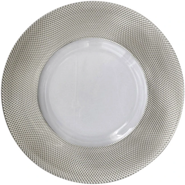 Dotted - Glass Charger Plate In Silver (Item # 0027) 5 Dotted - Glass Charger Plate In Silver (Item # 0027) - Image 5