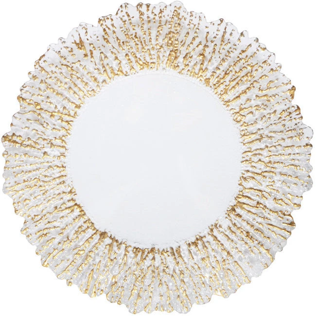 Floral - Glass Charger Plate In Gold (Item # 0238) 5 Floral - Glass Charger Plate In Gold (Item # 0238) - Image 5