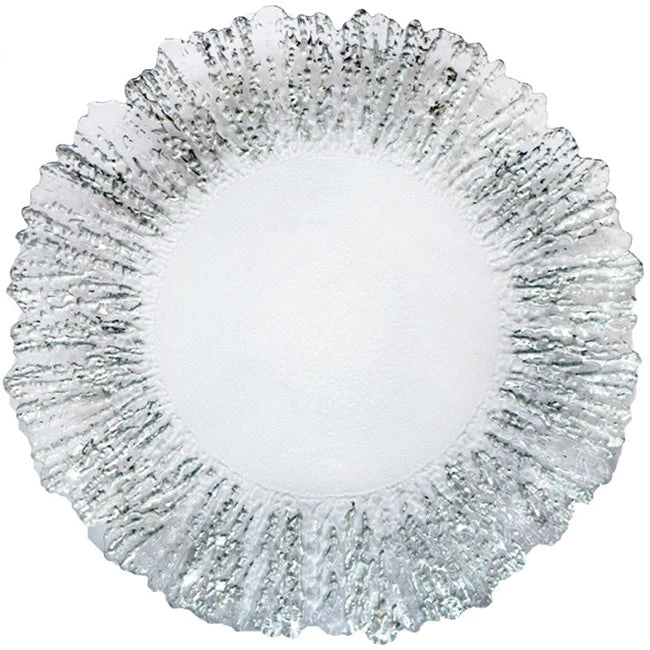 Floral - Glass Charger Plate In Silver (Item # 0238) 5 Floral - Glass Charger Plate In Silver (Item # 0238) - Image 5