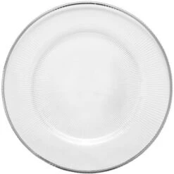 Ribbed Halo - Glass Charger Plate In Silver (Item # 0240) -Urquid Linen Shop GP 0240 Silver