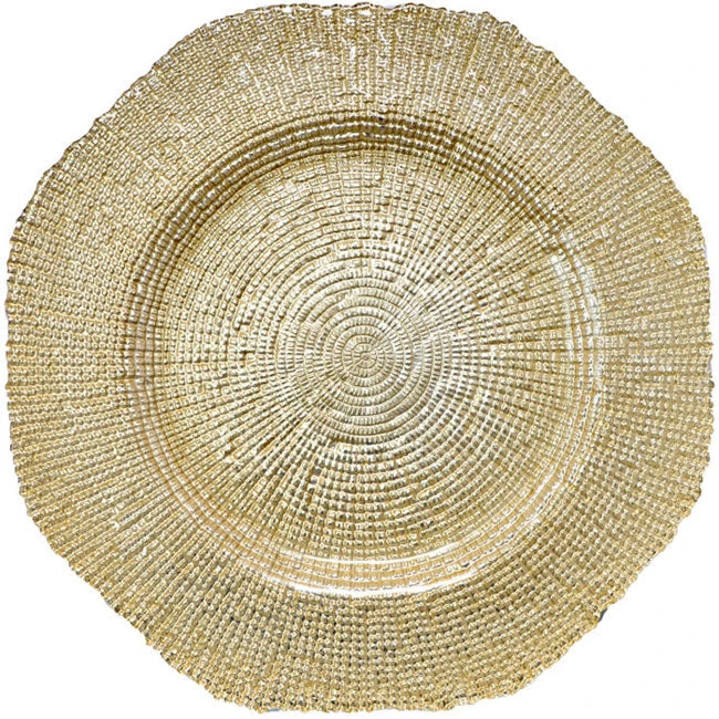Hexagon - Glass Charger Plate In Gold (Item # 0248) 5 Hexagon - Glass Charger Plate In Gold (Item # 0248) - Image 5