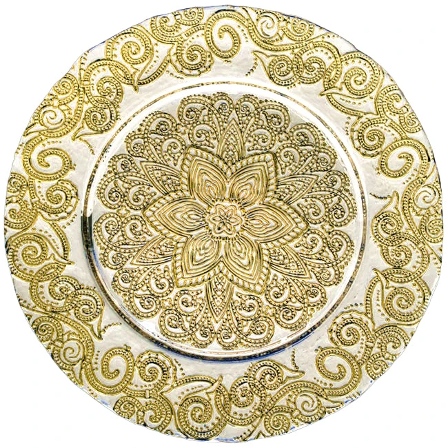 Henna - Glass Charger Plate In Gold (Item # 0294) 5 Henna - Glass Charger Plate In Gold (Item # 0294) - Image 5