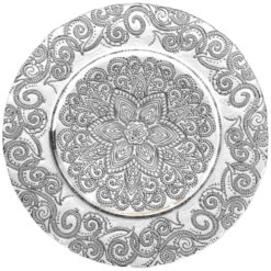 Henna - Glass Charger Plate In Silver (Item # 0294) -Urquid Linen Shop GP 0294 Silver Clear 6139ce4a 4b69 486d 92de 4a5bd2ac6922