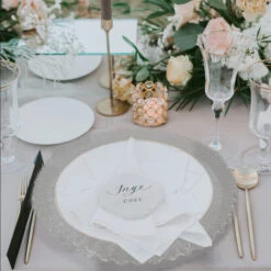 Nila - Glass Charger Plate In Clear (Item # 0323) -Urquid Linen Shop GP0323clear1mockup