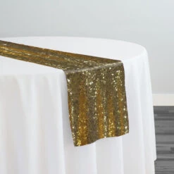 Glitz Sequins Table Runner In Gold 24K
