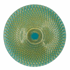 Mandala - Glass Charger Plate In Gold Teal (Item # 0230)