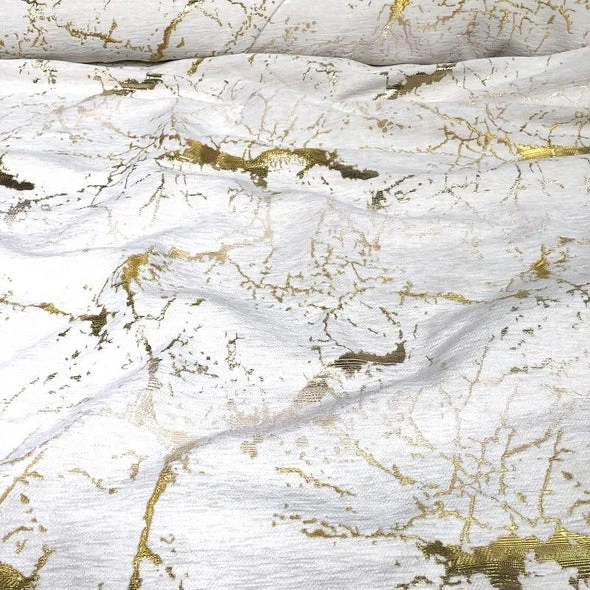 Marble Jacquard Table Runner In Gold 2 Marble Jacquard Table Runner In Gold - Image 2