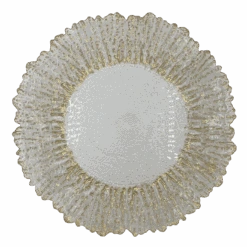 Floral - Glass Charger Plate In Gold (Item # 0238)