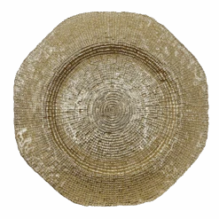 Hexagon - Glass Charger Plate In Gold (Item # 0248)