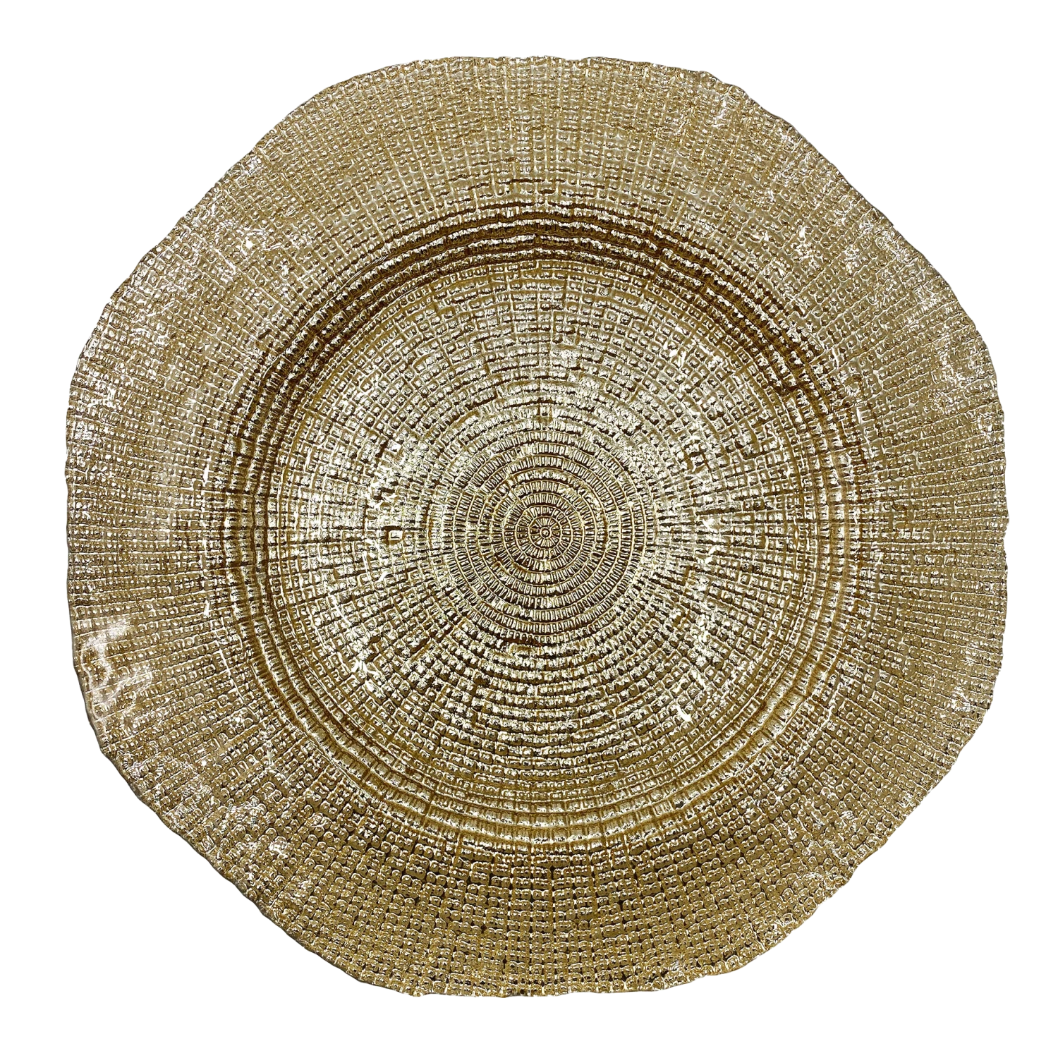 Hexagon - Glass Charger Plate In Gold (Item # 0248) 1 Hexagon - Glass Charger Plate In Gold (Item # 0248)