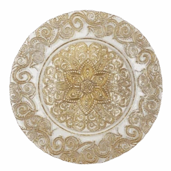 Henna - Glass Charger Plate In Gold (Item # 0294)