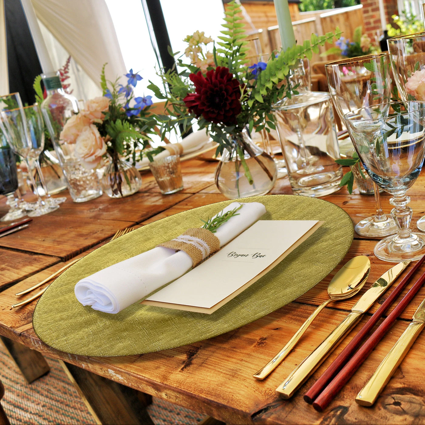 Linen - Glass Charger Plate In Gold (Item # 0236) 4 Linen - Glass Charger Plate In Gold (Item # 0236) - Image 4