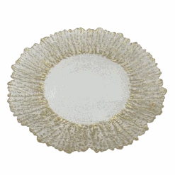 Floral - Glass Charger Plate In Gold (Item # 0238) 7 Floral - Glass Charger Plate In Gold (Item # 0238) -Urquid Linen Shop Gold 3