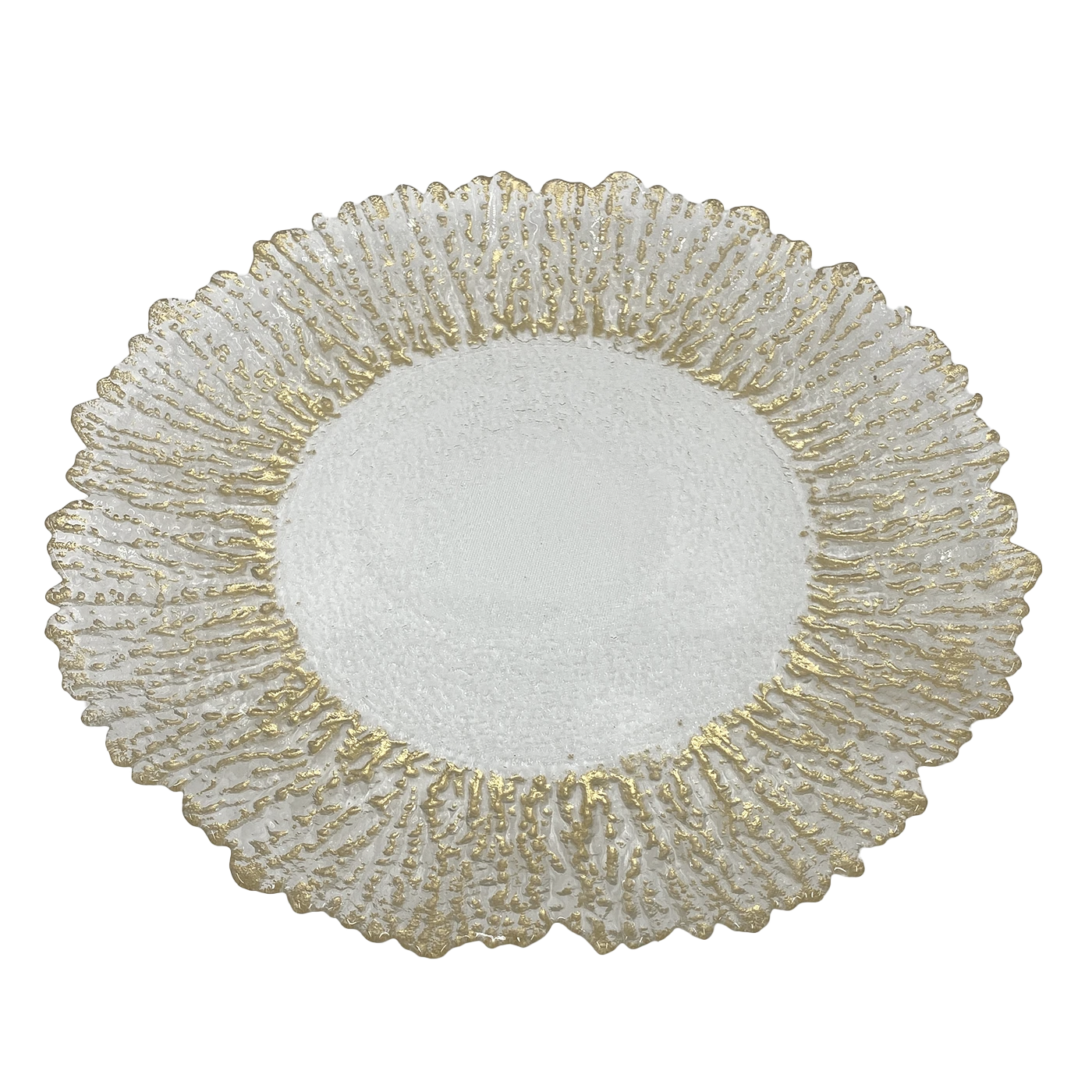 Floral - Glass Charger Plate In Gold (Item # 0238) 3 Floral - Glass Charger Plate In Gold (Item # 0238) - Image 3