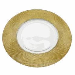 Dotted - Glass Charger Plate In Gold (Item # 0027) 7 Dotted - Glass Charger Plate In Gold (Item # 0027) -Urquid Linen Shop Gold 3 edited