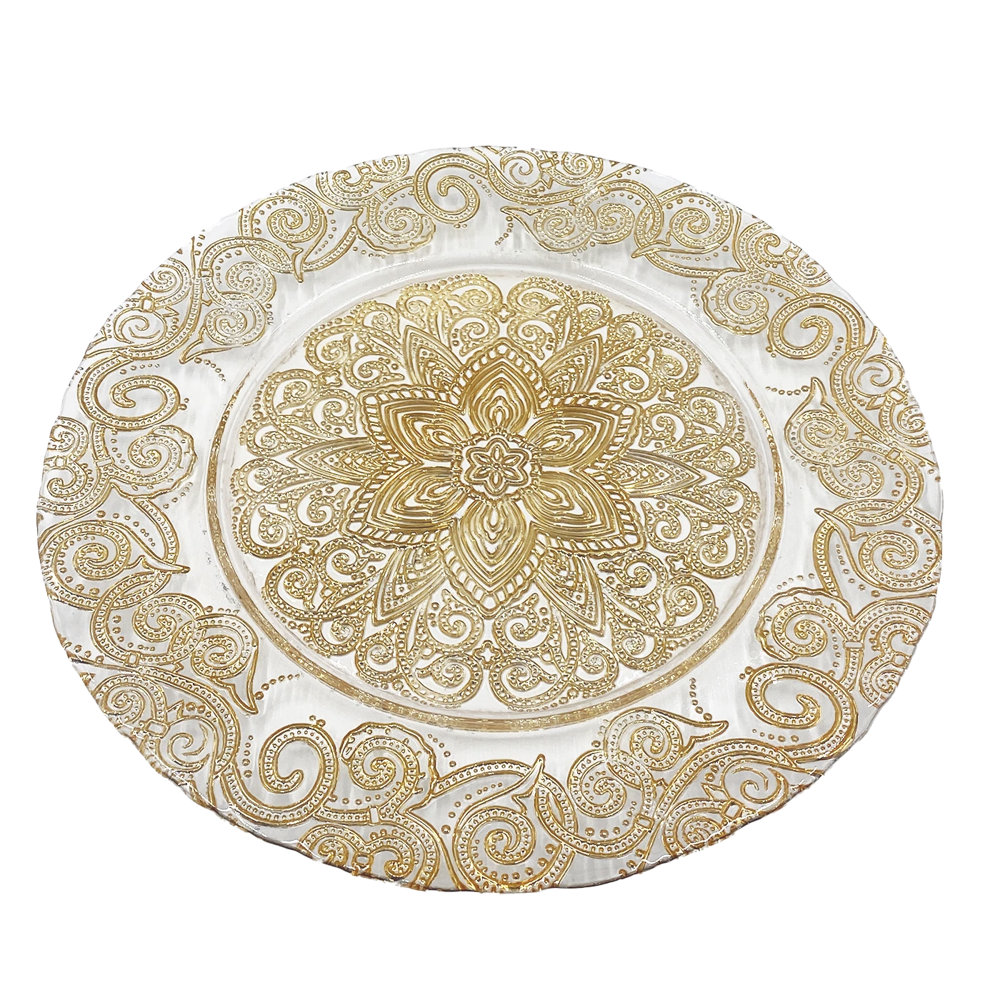 Henna - Glass Charger Plate In Gold (Item # 0294) 3 Henna - Glass Charger Plate In Gold (Item # 0294) - Image 3