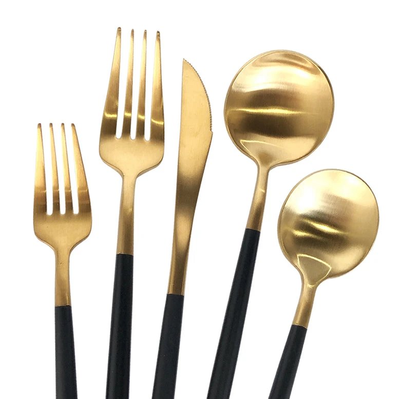 Luna Modero Flatware/Cutlery In Gold/Black 1 Luna Modero Flatware/Cutlery In Gold/Black
