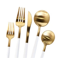 Luna Modero Flatware/Cutlery In Gold/White