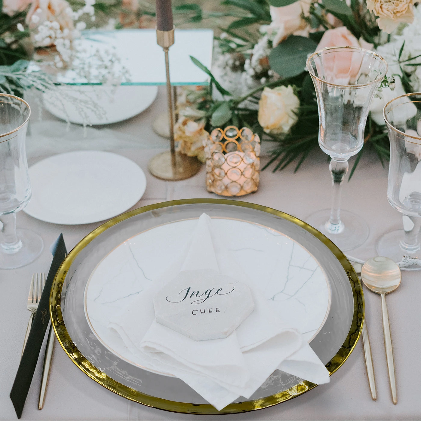 Halo - Glass Charger Plate In Gold (Item # 0212) 4 Halo - Glass Charger Plate In Gold (Item # 0212) - Image 4