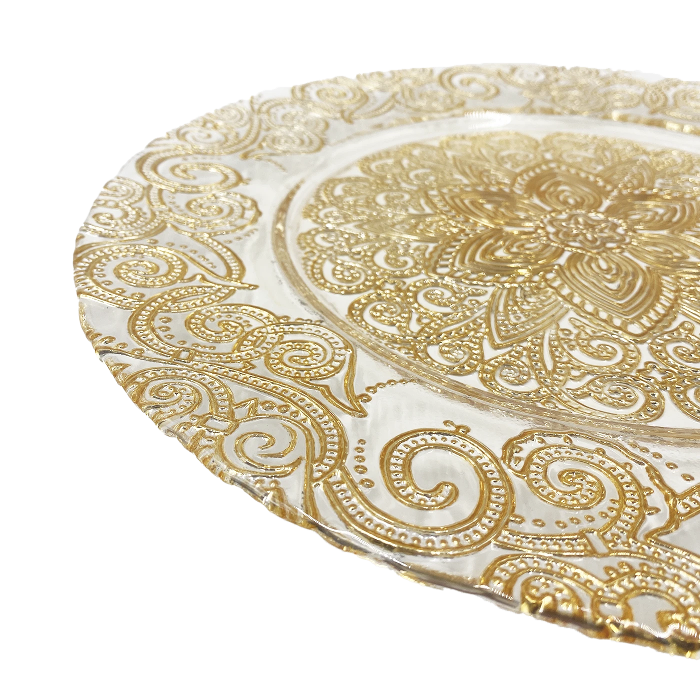 Henna - Glass Charger Plate In Gold (Item # 0294) 2 Henna - Glass Charger Plate In Gold (Item # 0294) - Image 2