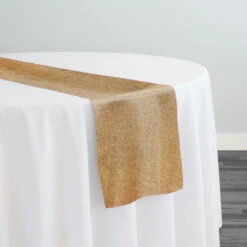 Imitation Burlap Table Runner In Honey