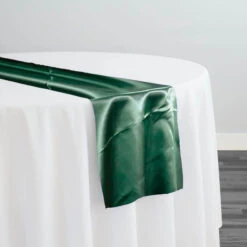 Bridal Satin Table Runner In Hunter Green 38