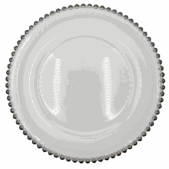 Beaded - Glass Charger Plate In Silver (Item # 0239)