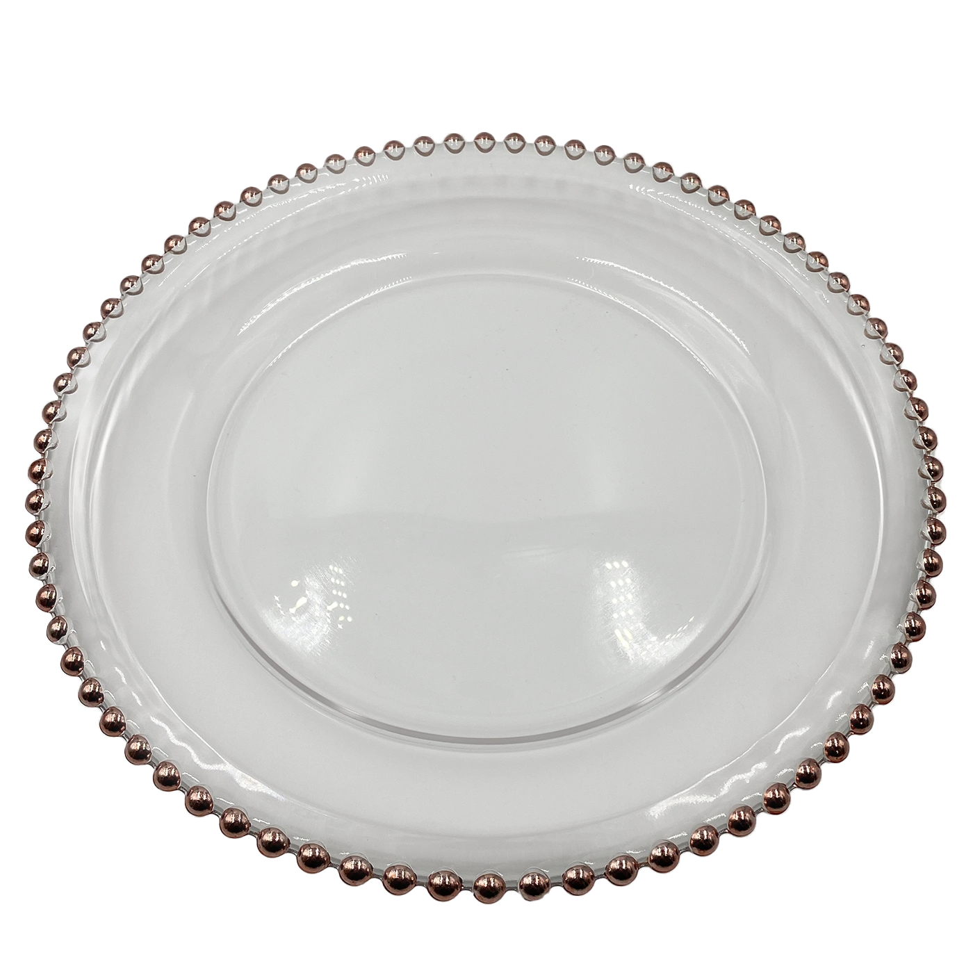 Beaded - Glass Charger Plate In Rose Gold (Item # 0239) 3 Beaded - Glass Charger Plate In Rose Gold (Item # 0239) - Image 3
