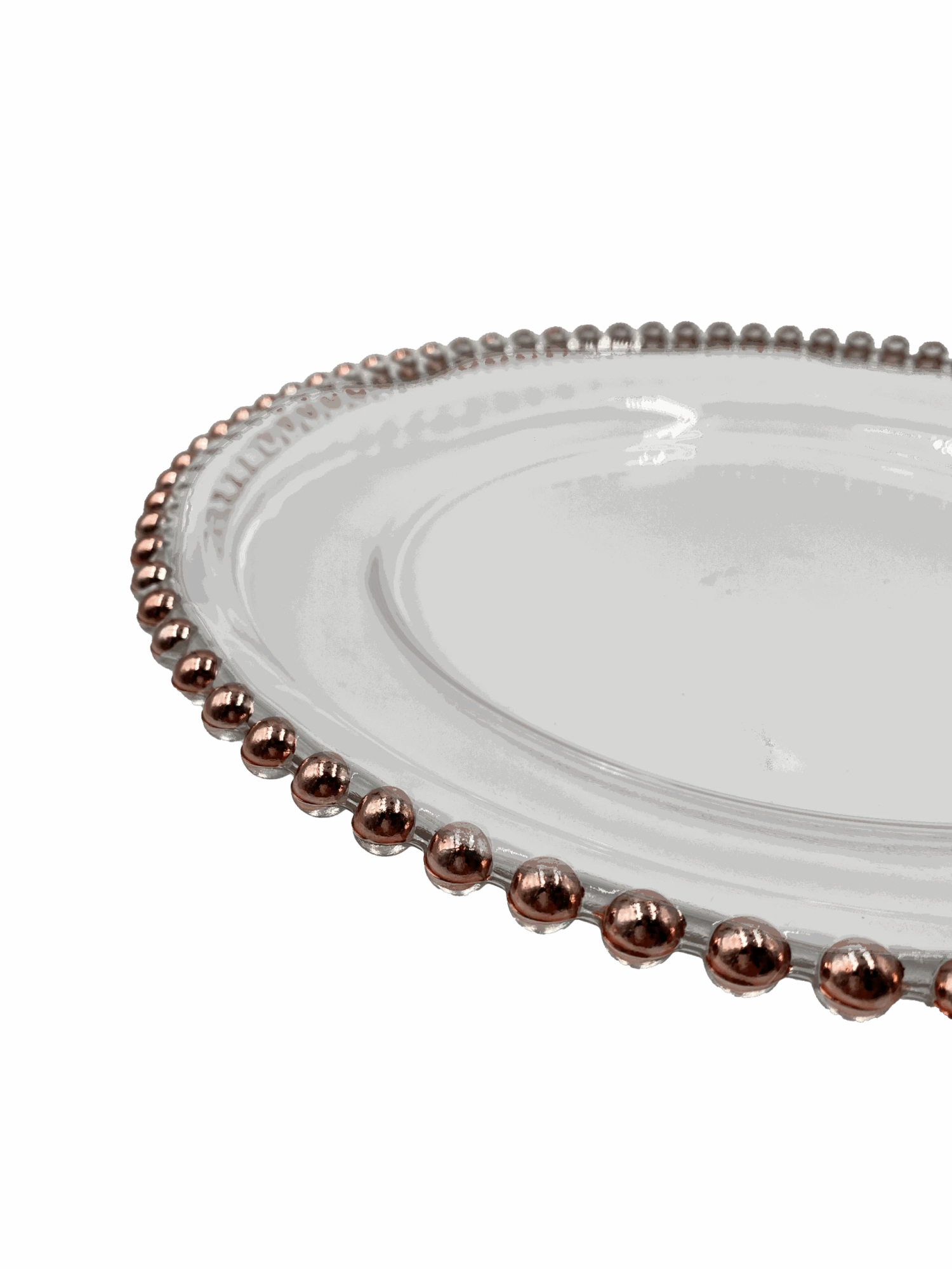 Beaded - Glass Charger Plate In Rose Gold (Item # 0239) 2 Beaded - Glass Charger Plate In Rose Gold (Item # 0239) - Image 2