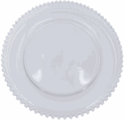 Beaded - Glass Charger Plate In Clear (Item # 0239)