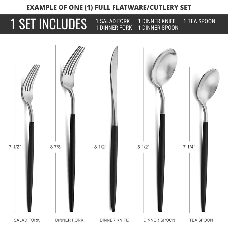 Luna Modero Flatware/Cutlery In Silver/Black 2 Luna Modero Flatware/Cutlery In Silver/Black - Image 2