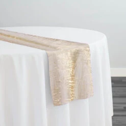 Crush Shimmer (Galaxy) Table Runner In Ivory 18