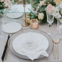 Klasik - Glass Charger Plate In Rose Gold (Item # 0241) 9 Klasik - Glass Charger Plate In Rose Gold (Item # 0241) -Urquid Linen Shop KlasikRosegoldtable