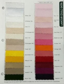 Lamour (Dull) Satin Table Runner In Champagne 1340 -Urquid Linen Shop LamourColorChart1 4c41f545 fffa 4347 8905 344ee7677a58