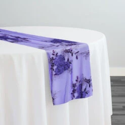 Ribbon Mesh Lace Table Runner In Lilac