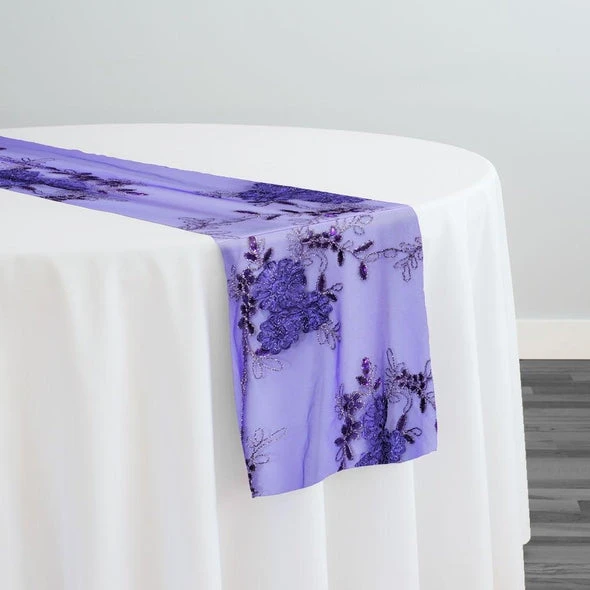 Ribbon Mesh Lace Table Runner In Lilac 1 Ribbon Mesh Lace Table Runner In Lilac