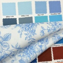 French Toile (Poly Print) Table Linen In Lt Blue -Urquid Linen Shop LtBlue