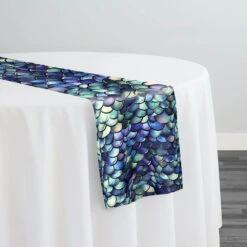 Mermaid (Poly Print) Table Runner In Azure