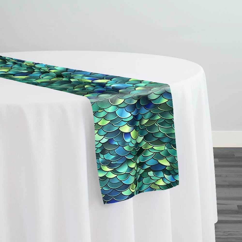 Mermaid (Poly Print) Table Runner In Emerald 1 Mermaid (Poly Print) Table Runner In Emerald