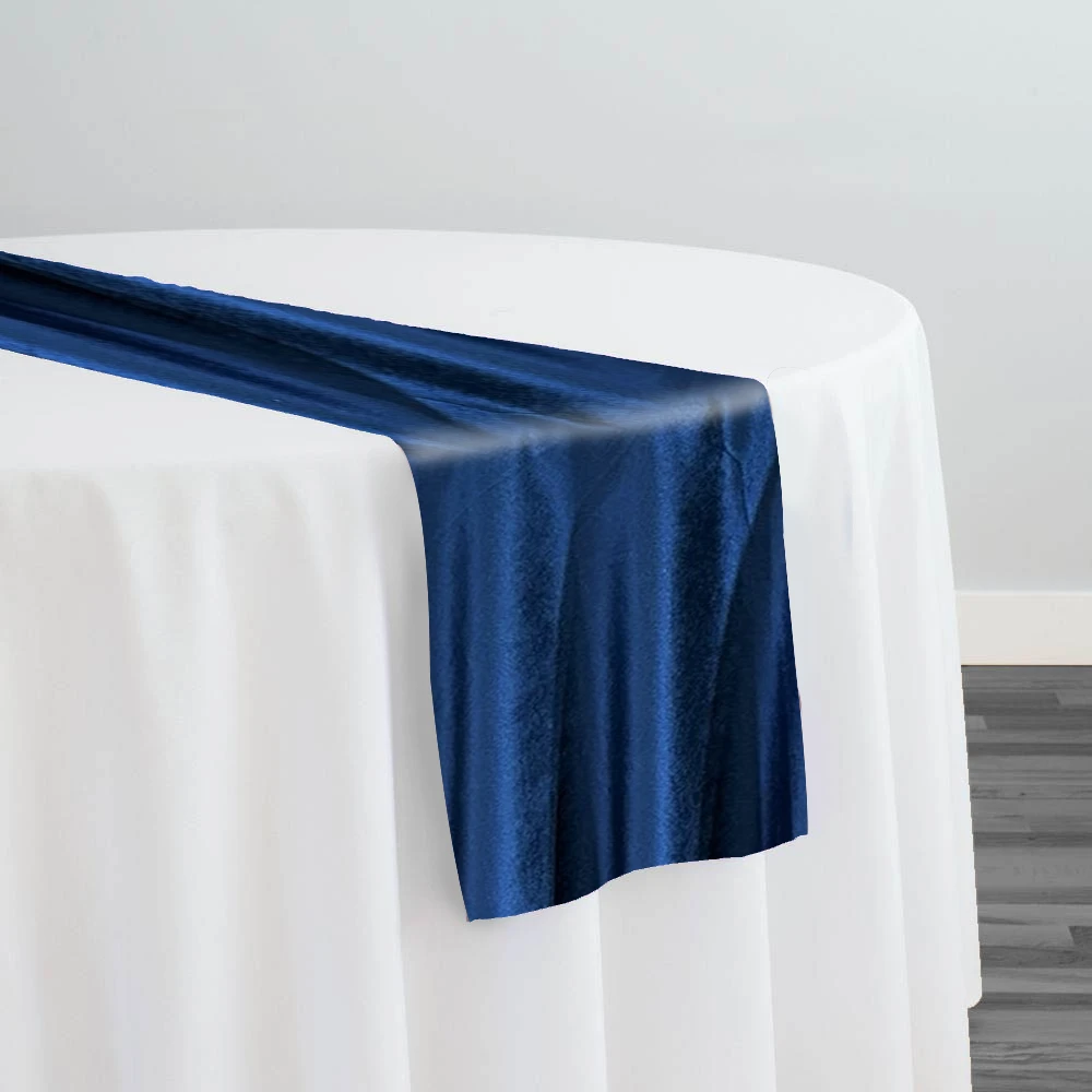 10pcs - Luxury Plush Velvet Table Runner 14"x120" - Navy 1 10pcs - Luxury Plush Velvet Table Runner 14"x120" - Navy