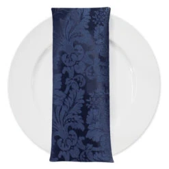 Damask Poly Table Napkin In Navy 1245