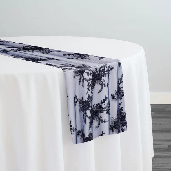 Laylani Lace Table Runner In Navy 1 Laylani Lace Table Runner In Navy