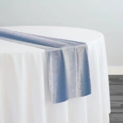 Lush Velvet Table Runner In Baby Blue