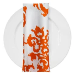 Newport Print (Dupioni) Table Napkin In Orange