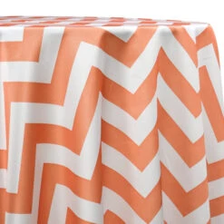 1pc - Chevron Print (Lamour) Table Linen 132" Round - Orange And White